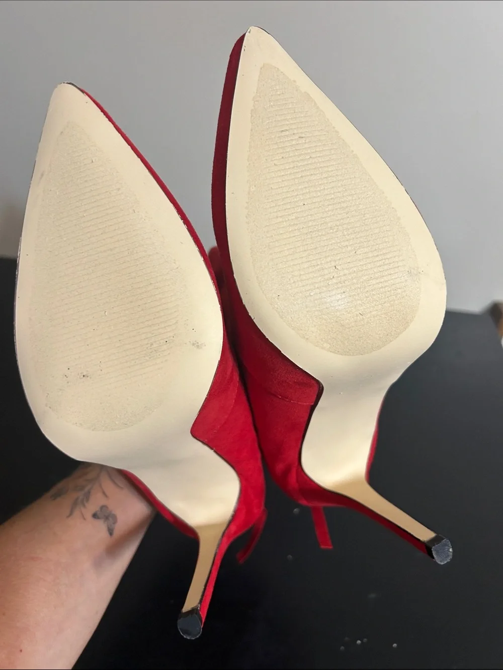 Shoe Dazzle Red Faux Suede Pointed-Toe Stiletto Slip-on Ankle Boots Size 8